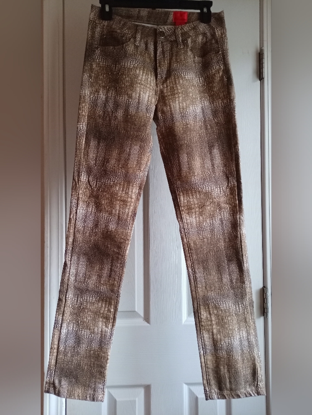 Like NEW V Cristina Black/Brown Crocodile Print Slim Fit Low/Mid Rise Jeans Sz 2